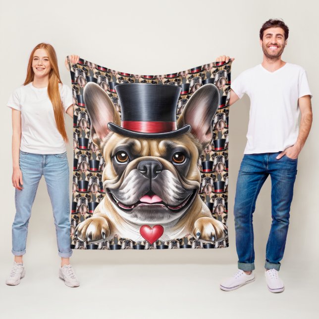 Couverture Polaire Bouledogue français cylindre French Bulldog (En situation)