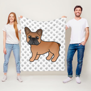 Couverture Polaire Bouledogue français rouge mignon chien de dessin a