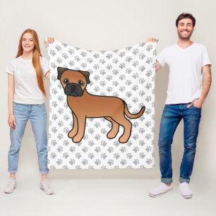 Couverture Polaire Bouledogue Mastiff Rouge Dessin Animé Mignon Chien