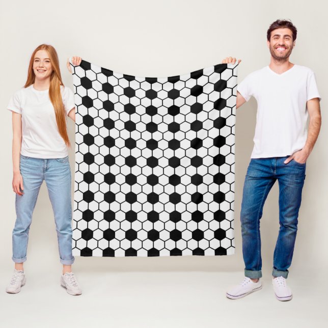 Couverture Polaire Boules de football noir et blanc Personnalisé (En situation)