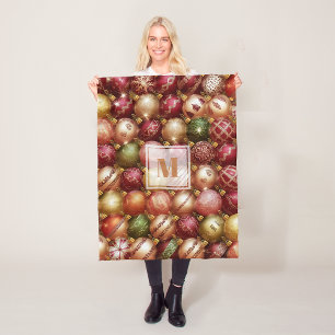 Couverture Polaire Boules de Noël Élégantes pour l'Arbre