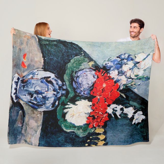 Couverture Polaire Bouquet avec Little Delft, Paul Cezanne (En situation)