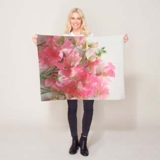 Couverture Polaire Bouquet de pois rose