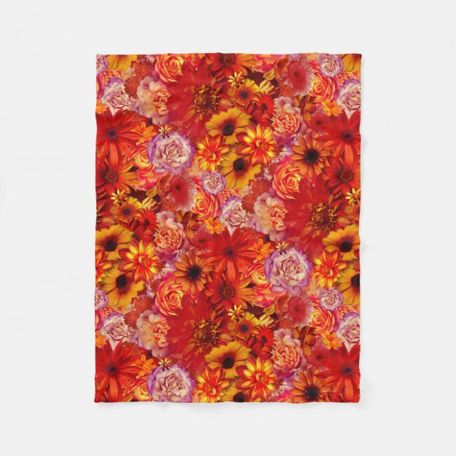 Couverture Polaire Bouquet Rojo brillant Floral Rich Rouge Hot Daisée (Devant)