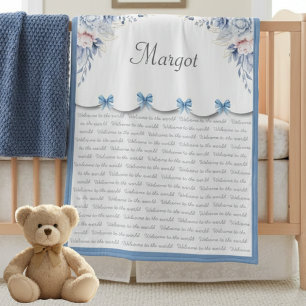 Couverture Polaire Boutique Bleue Bébé Fille Sur Mesure Nurserie