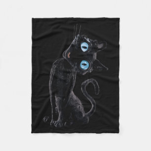 Couverture Polaire Bouton de Mème Mignon Chat Noir Paresseux Yeux Amo