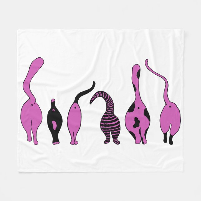Couverture Polaire Boutons de chat violet (Devant (Horizontal))
