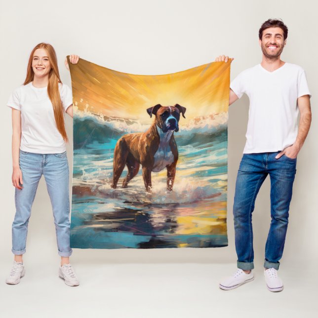 Couverture Polaire Boxer Beach Surfing Peinture (En situation)