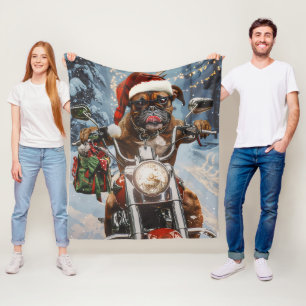 Couverture Polaire Boxer Chien équitation Moto Noël