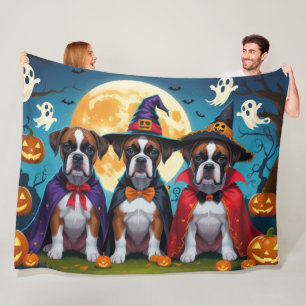 Couverture Polaire Boxer Chiens Citrouille Halloween Funny