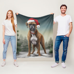 Couverture Polaire Boxer dans la neige de Noël