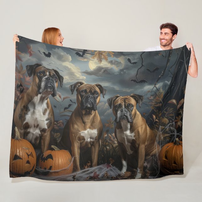 Couverture Polaire Boxer Halloween Night Doggy Délice (En situation)