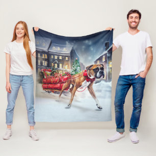 Couverture Polaire Boxeur Saison des Fêtes de Noël