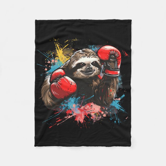 Couverture Polaire Boxing Sloth Lover Boxing Gloves Kickboxing Funny  (Devant)