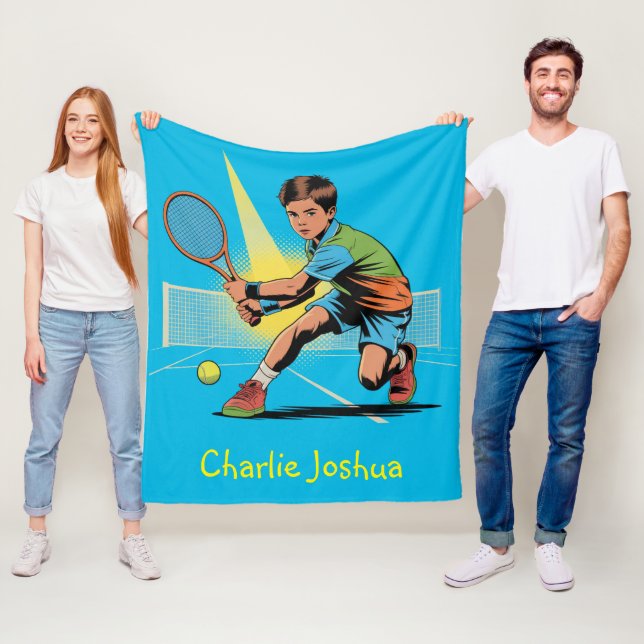Couverture Polaire Boy Tennis Anniversaire fête cadeau (En situation)