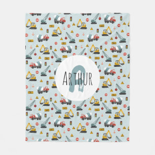 Couverture Polaire Boys Cute Blue Builder Motif de construction