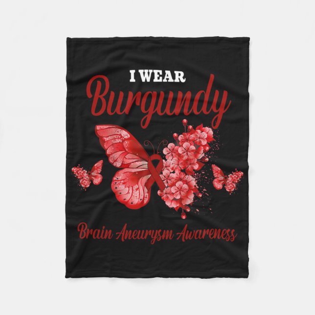 Couverture Polaire Brain Aneurysm Awareness I Wear Burgundy Butterfly (Devant)