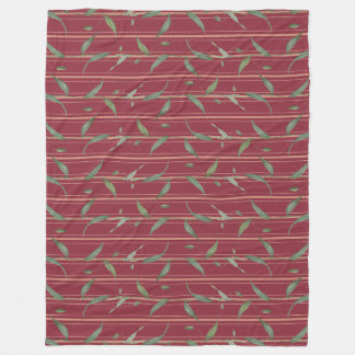 Couverture Polaire Branch of leaves on red wallpaper