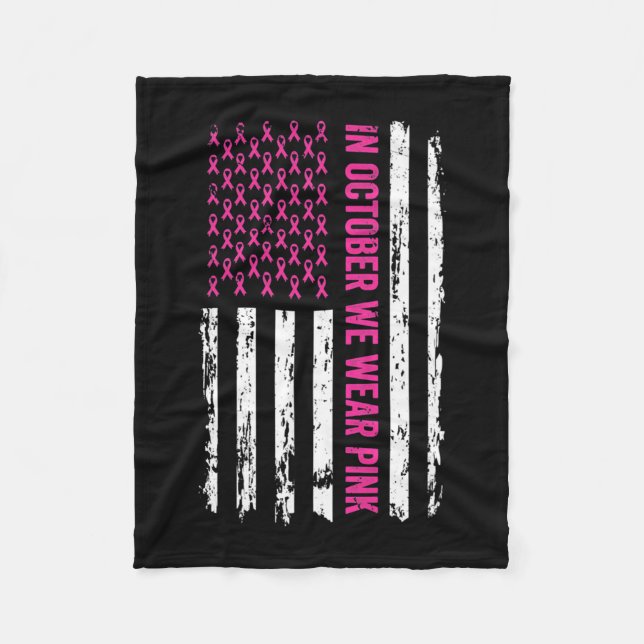 Couverture Polaire Breast Cancer Awareness Ribbon Flag In October We  (Devant)