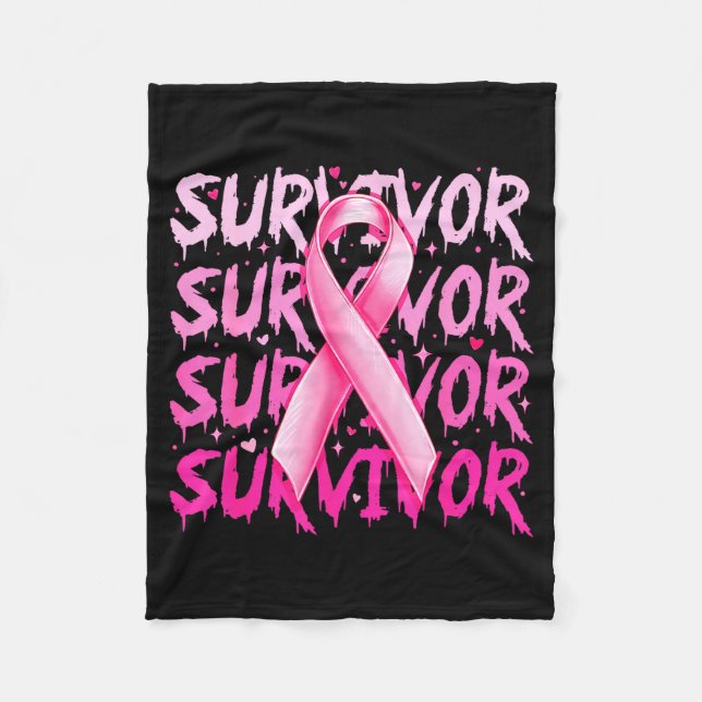 Couverture Polaire Breast Cancer Survivor Nk Ribbon Breast Cancer Awa (Devant)