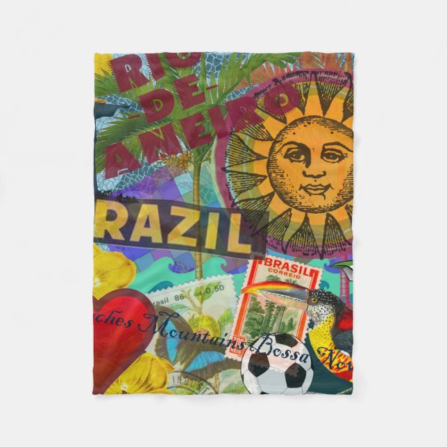 Couverture Polaire Brésil Rio de Janiero Sun Travel Art coloré (Devant)