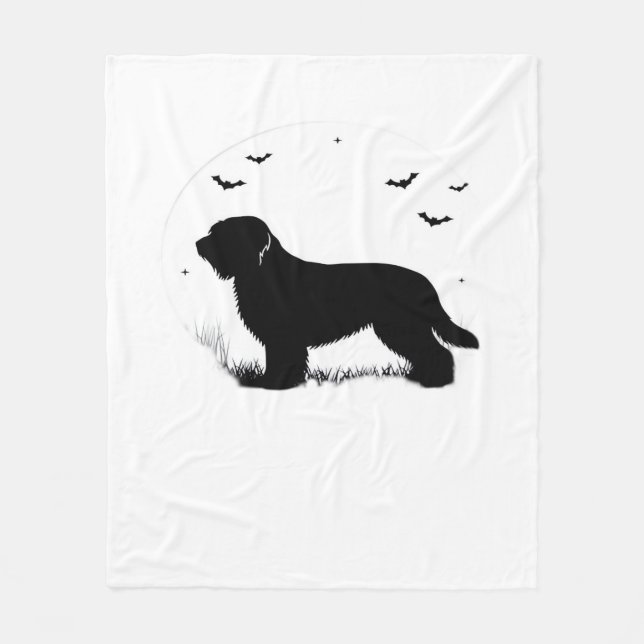 Couverture Polaire Briard Chien - Halloween Lune Silhouette surdimens (Devant)