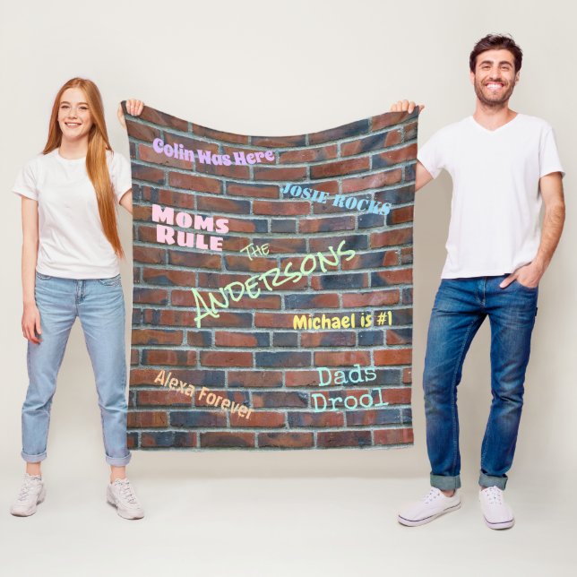 Couverture Polaire Brick Graffiti Mur Noms personnalisés (En situation)