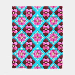 Couverture Polaire Bright Floral Pattern avec Fleurs roses