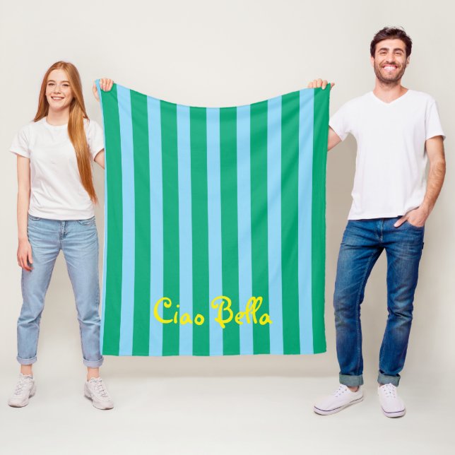 Couverture Polaire Bright Green and Blue Stripes | Ciao Bella (En situation)