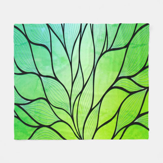 Couverture Polaire Bright Green Hues Creative Leave Motif (Devant (Horizontal))