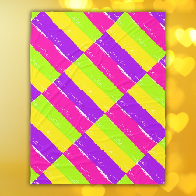 Couverture Polaire Bright Neon Peinture Brush Strots | (Créateur téléchargé)