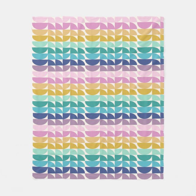 Couverture Polaire Bright Pastel Arc-en-ciel formes géométriques Moti (Devant)