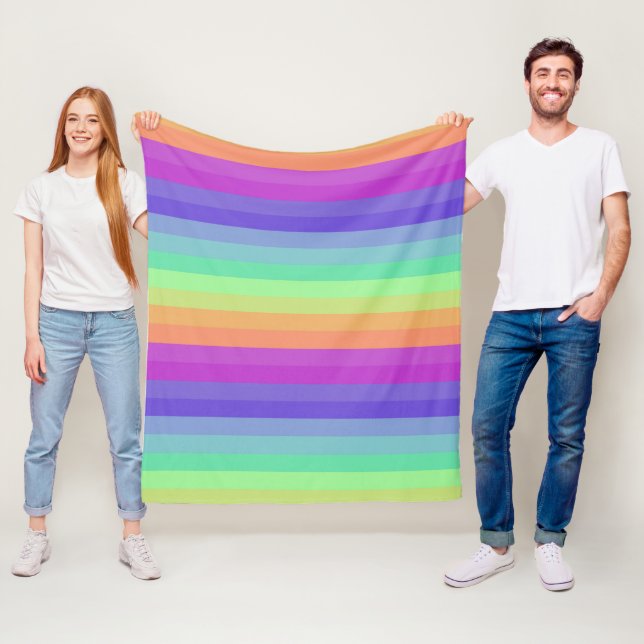 Couverture Polaire Bright Pastel Rainbow Stripe Fleece Blanket (En situation)