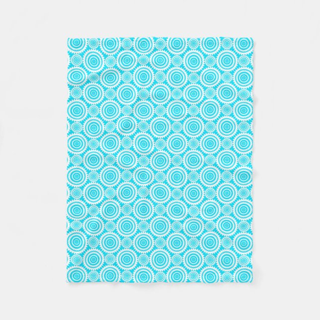 Couverture Polaire Bright Turquoise and White Fun Motif géométrique (Devant)