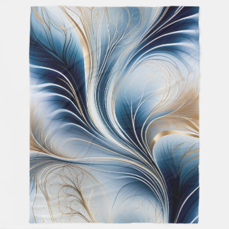 Couverture Polaire Brise Dorée - Flux de Bleu et d'Or Art Abstrait