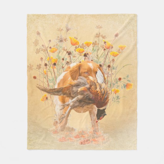 Couverture Polaire Brittany Spaniel, Chasse Pheasant Coffee Mug T-Sh (Devant)