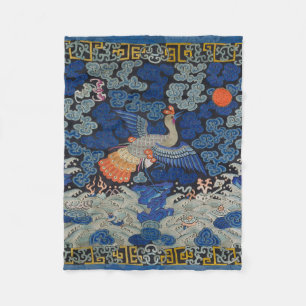 Couverture Polaire Broderie chinoise bleu d'oiseau Vintage