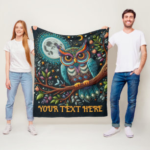Couverture Polaire Broderie Whimsical Owl Faux