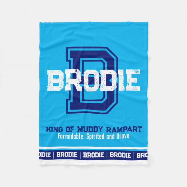 Couverture Polaire Brodie nom signifiant sport monogramme bleu clair (Devant)