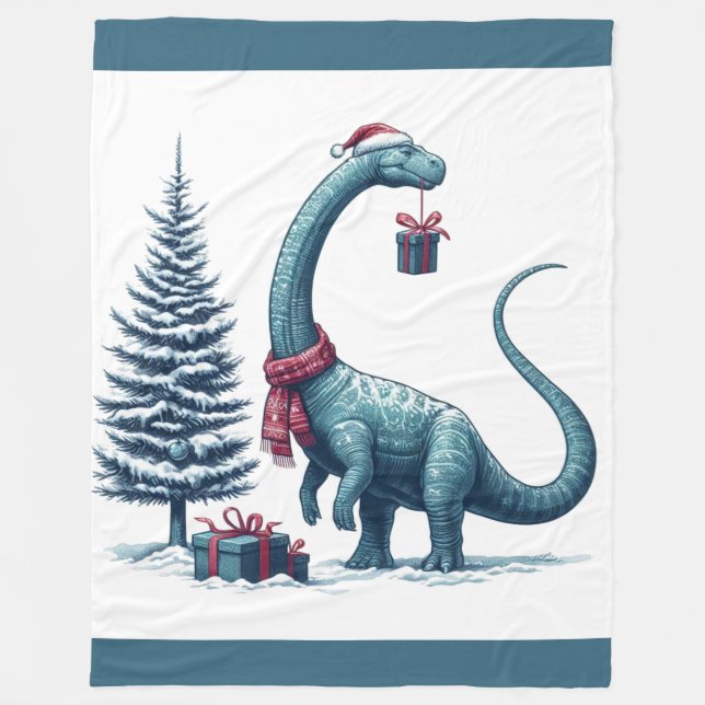 Couverture Polaire Brontosaurus dinosaure de Noël (Devant)