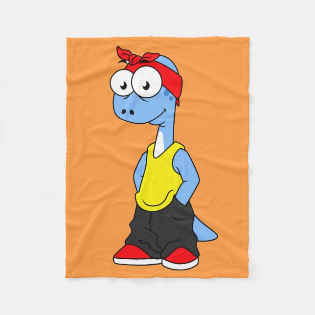 Couverture Polaire Brontosaurus Habillé De Vêtements Hip hop. (Devant)
