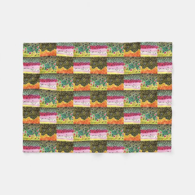 Couverture Polaire Brook, Rainbow, Brown Trout Fisherman's (Devant (Horizontal))