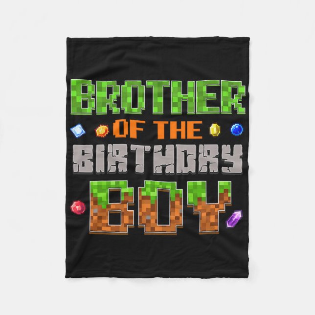 Couverture Polaire Brother Of The Birthday Boy Party Video Gamer Pixe (Devant)