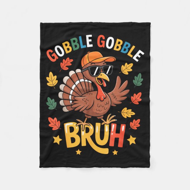 Couverture Polaire Bruh Funny Thanksgiving Turkey Gobble Shirt Boys G (Devant)