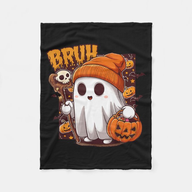 Couverture Polaire Bruh Ghost Happy Halloween Trick Or Treat Pumpkin  (Devant)
