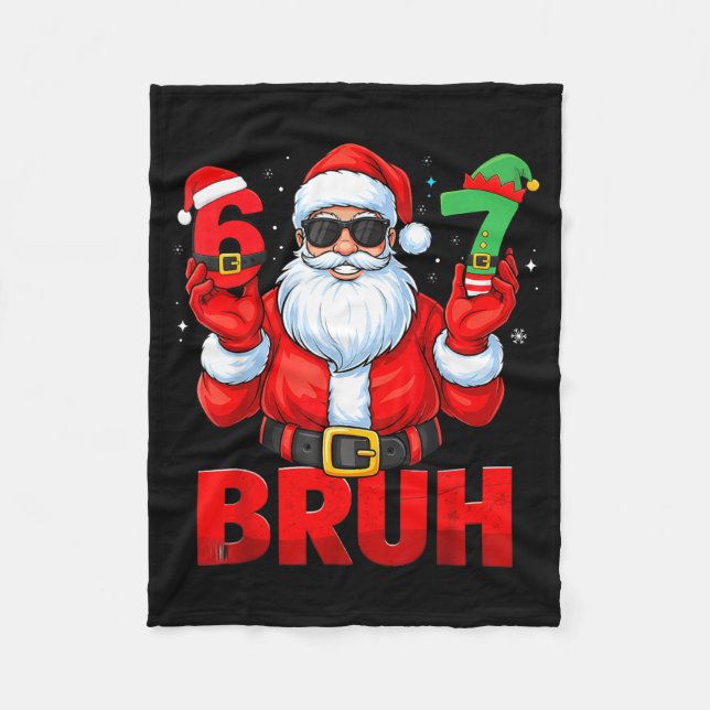 Couverture Polaire Bruh Six Seven 67 Meme 6 7 Elf Santa Christmas Paj (Devant)