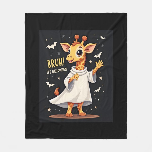Couverture Polaire Bruh Son Halloween drôle Dabbing Ghost Giraffe Lon (Devant)