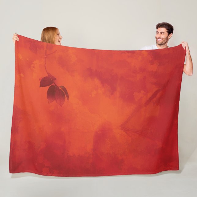 Couverture Polaire Brûlé Orange Persimmon Feuilles Abtract Automne (En situation)