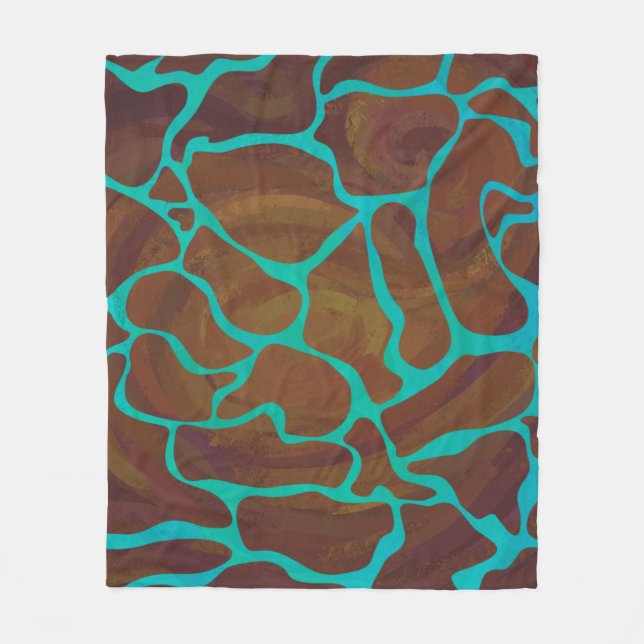 Couverture Polaire Brun de girafe et copie turquoise (Devant)