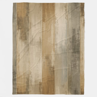 Couverture Polaire Brun gris beige rustique rayure bois de grange pat